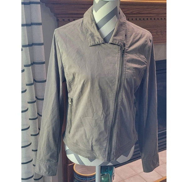 Garnet Hill Jackets & Blazers - Garnet Hill Moto Jacket Size 6 Army Green